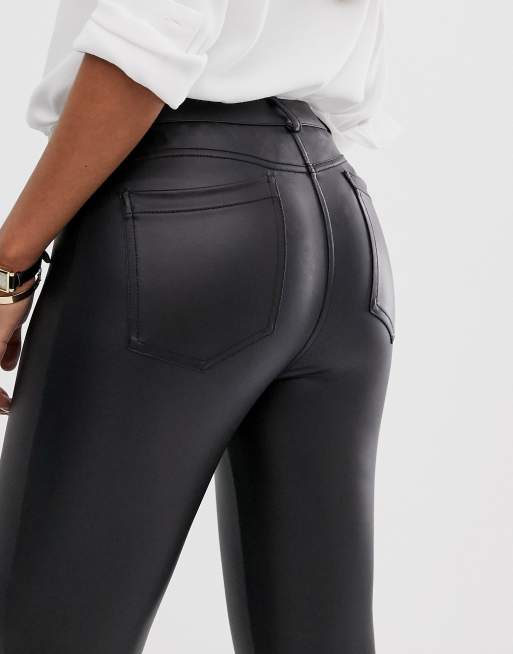 Mango Legging boutonn imitation cuir Noir