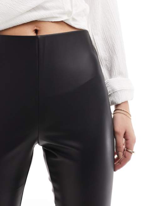 Mango Legging taille haute en similicuir Noir