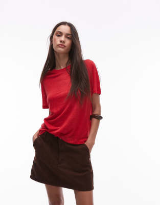 Mango - Leinen-T-Shirt in Rot