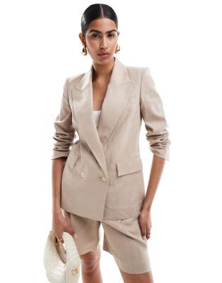 Mango - Leinenblazer in Beige, Kombiteil-Neutral