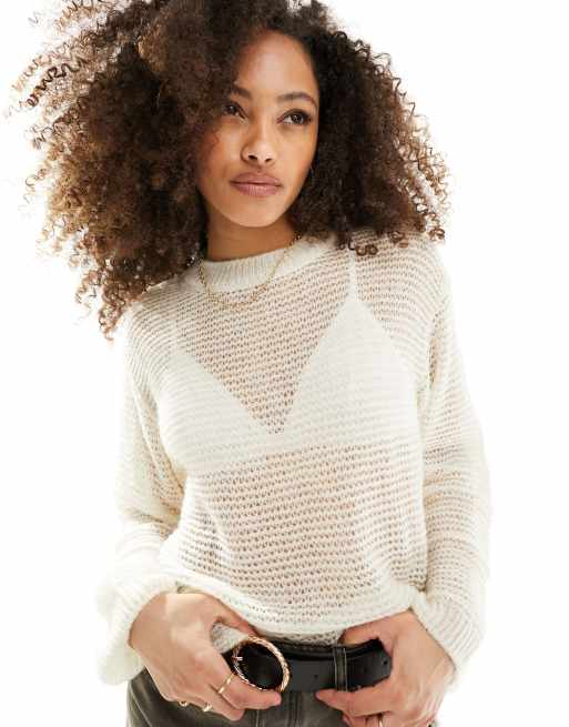 Mango – Lekki sweter oversize w kolorze złamanej bieli
