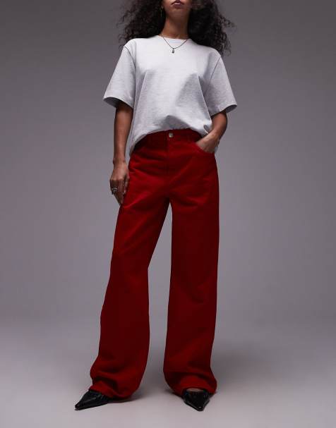 Mango - Leo - Jeans met hoge taille in felrood - view 1