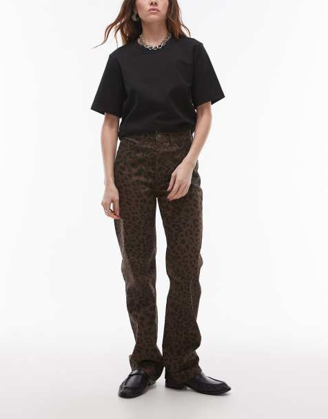 Mango Leonie straight leg jeans in leopard print - view 1