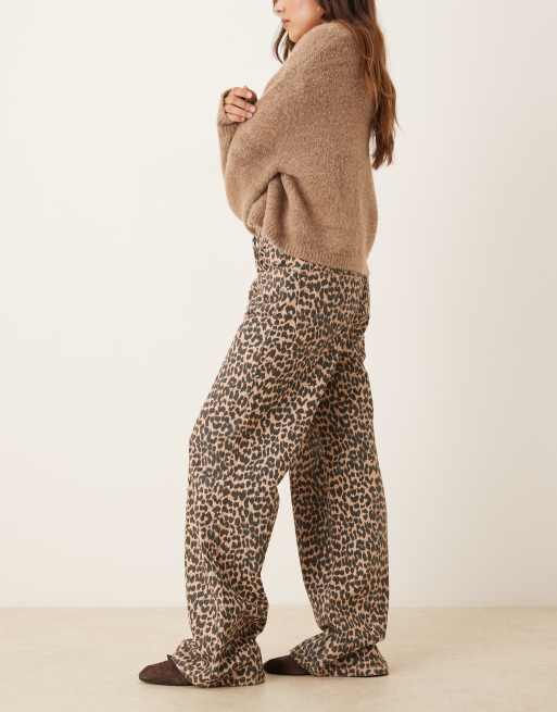 Mango Leopard 100% cotton straight jean in leopard print