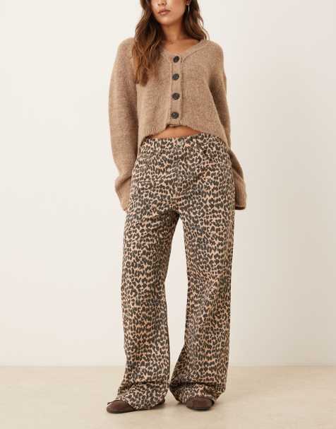 Mango Leopard 100% cotton straight jeans in leopard print - view 1