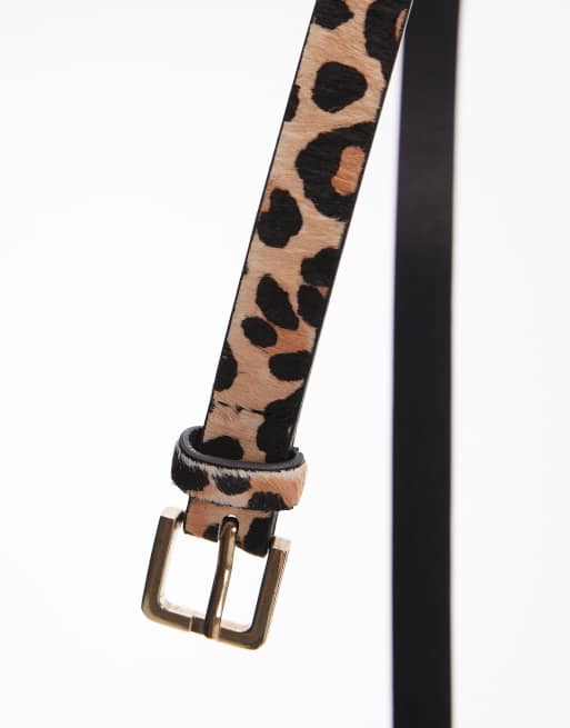 Mango leopard print belt in brown ASOS