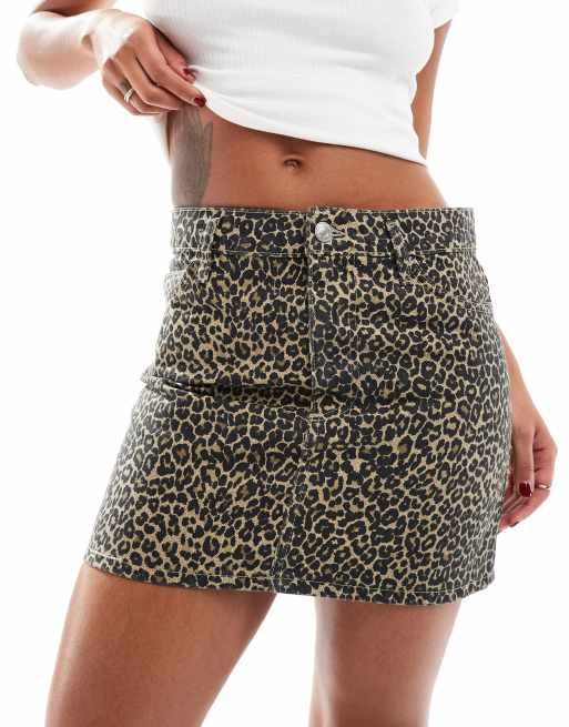 Mango leopard print mini skirt in brown