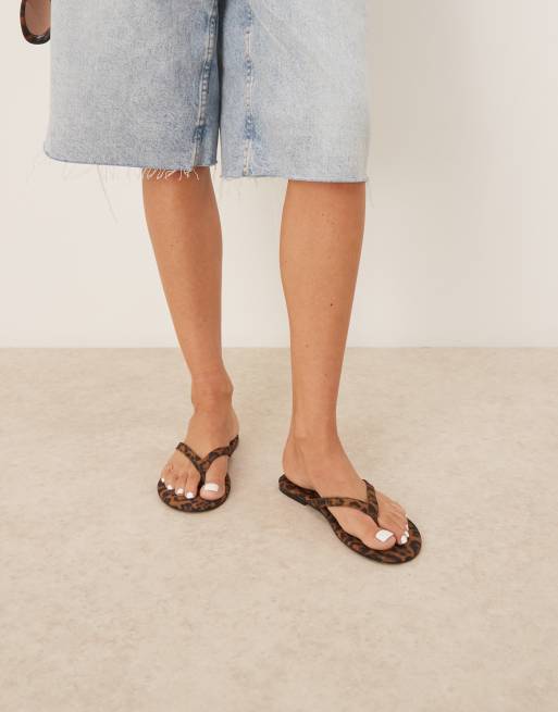 Mango leopard print sandals in brown, 2 of 4
