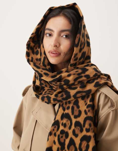 Mango leopard print scarf in brown - view 1