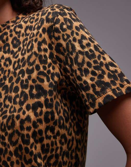 Mango leopard print T-shirt in brown | ASOS