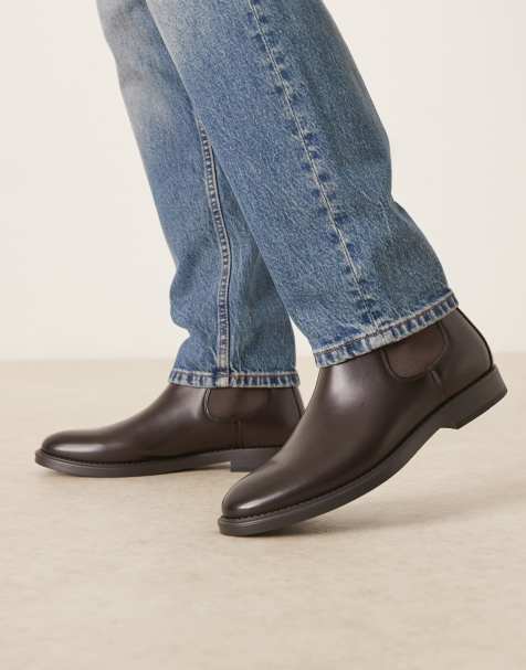 Mango - Leren Chelsea boots in donkerbruin - view 1