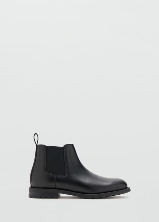 Mango - Leren Chelsea boots in zwart, 3 van 4
