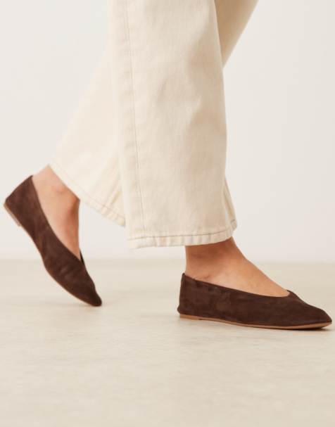 Mango - Leren platte schoenen in ivoorwit - view 1