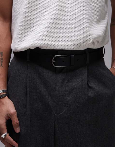 Mango - Leren riem in gitzwart - view 1