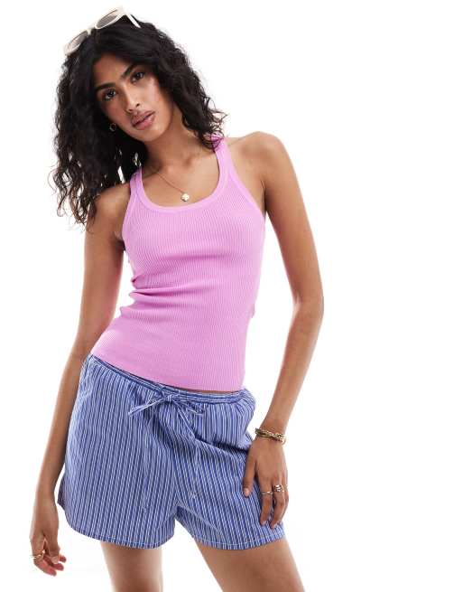 Mango lettuce hem tank top in pink