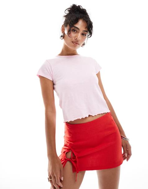 Mango lettuce hem top in pink - view 1