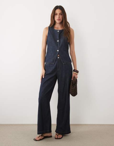 Mango Lia denim vest & jeans set in indigo - view 1