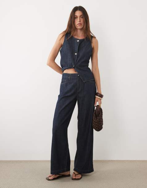 Mango - Lia - Ruimvallende jeans in indigo, deel van co-ord set - view 1