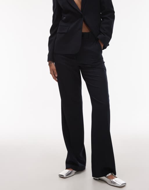 Mango - Lichtgewicht broek in marineblauw met krijtstreep, deel van co-ord set, 2 van 5