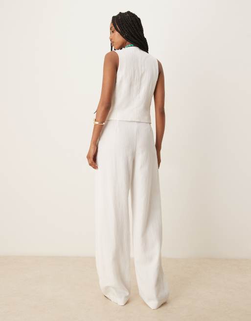 Mango - Lichtgewicht broek met rechte pijpen en gestrikte taille in wit, deel van co-ord set, 5 van 5
