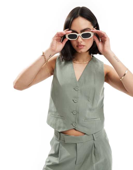 Mango - Lichtgewicht gilet in lichtgroen, deel van co-ord set