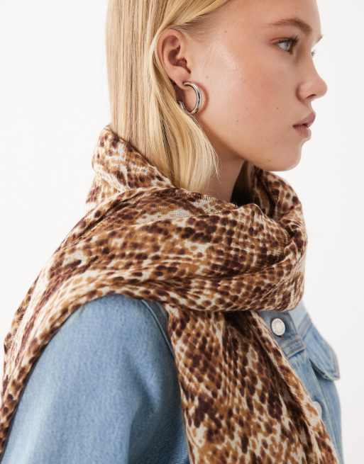 Mango light knit scarf in leopard print, 2 of 3
