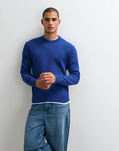 Mango light knit sweater in blue - view 1