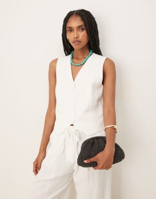 Mango Mango light weight waistcoat co-ord in white