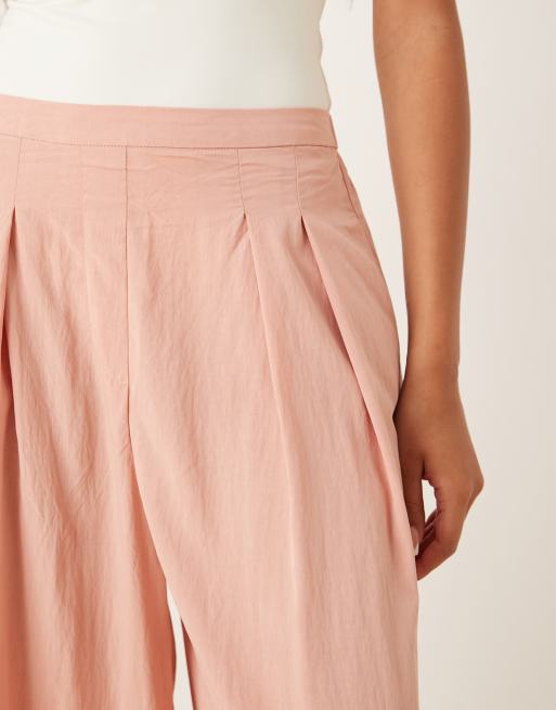 Mango light weight wide leg trousers in blush pink, 2 of 4