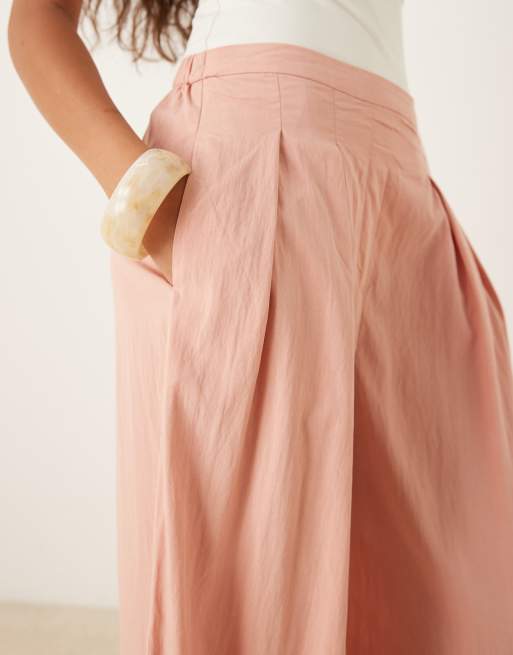 Mango light weight wide leg trousers in blush pink, 4 of 4