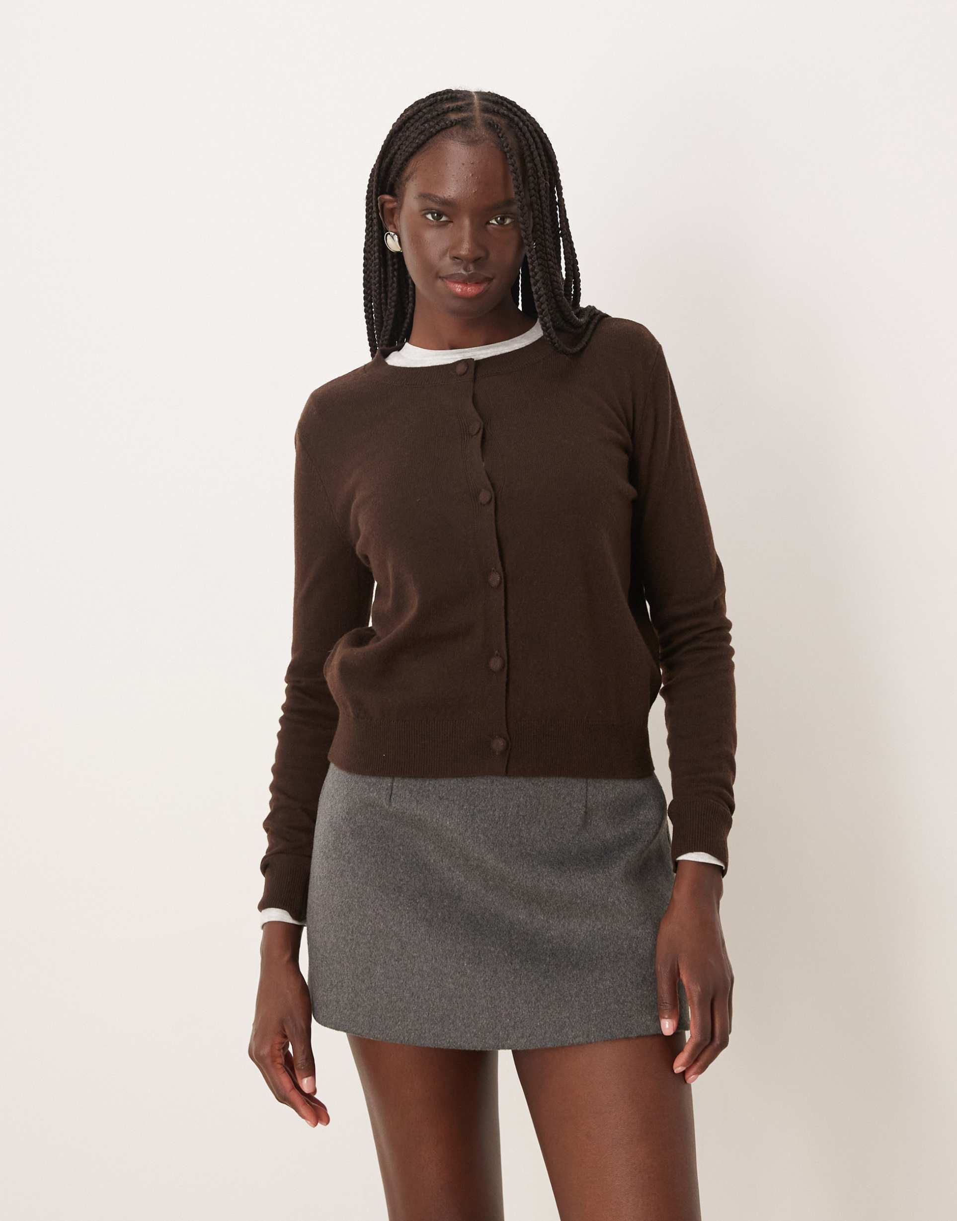 mango lightweight cardigan in chocolate