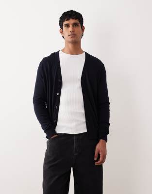 Mango Lightweight Knit Cardigan In Black