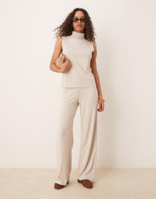 Mango Lightweight Knit High Neck Top In Gray