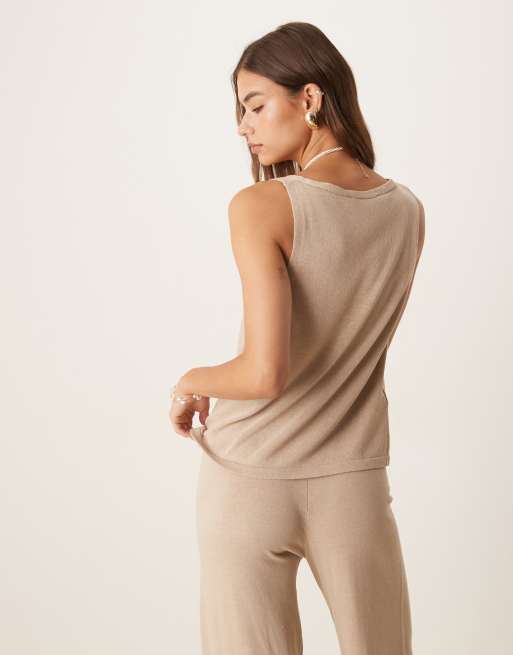 Mango lightweight knit tank top in beige - part of a set