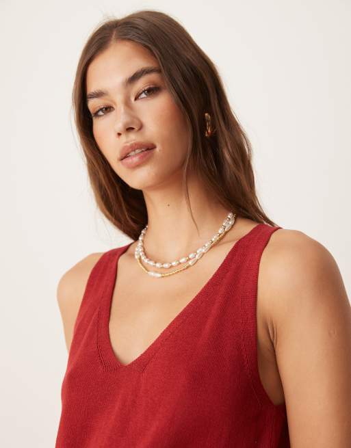 Mango lightweight knit tank top in red - part of a set