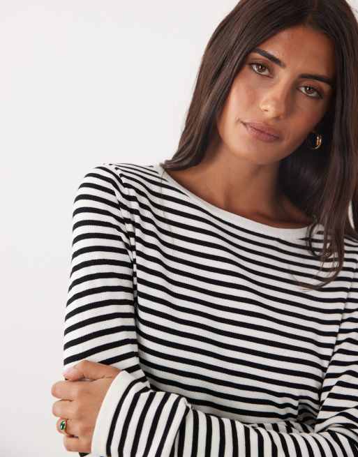 Mango lightweight knitted top in stripe print, 3 of 4