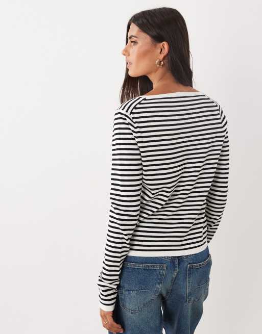 Mango lightweight knitted top in stripe print, 4 of 4