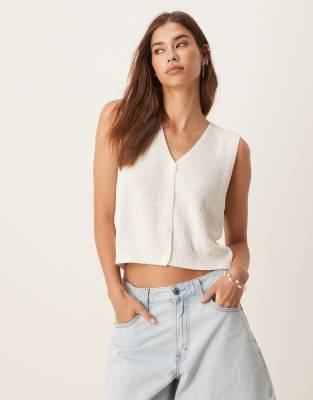 Mango Lightweight Knitted Vest In Neutral