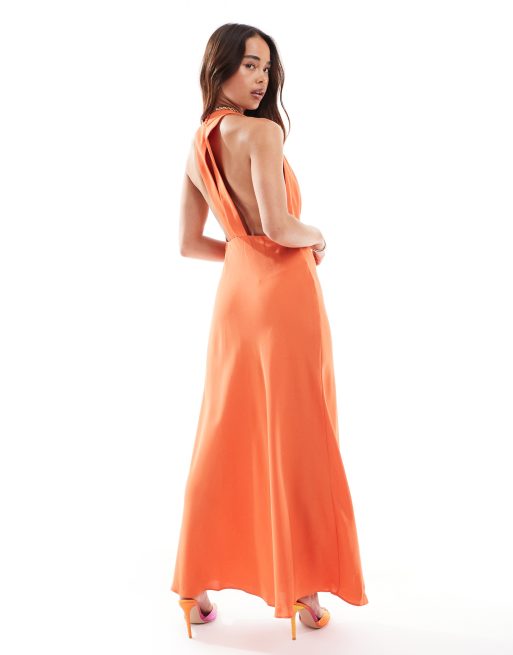 Mango lightweight maxi dress in orange ASOS