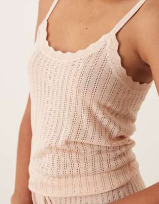 Mango Lightweight Open Knit Pajama Cami Top