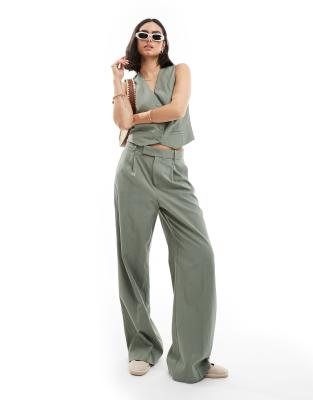 Mango Lightweight Pants In Light Green - Part Of A Set