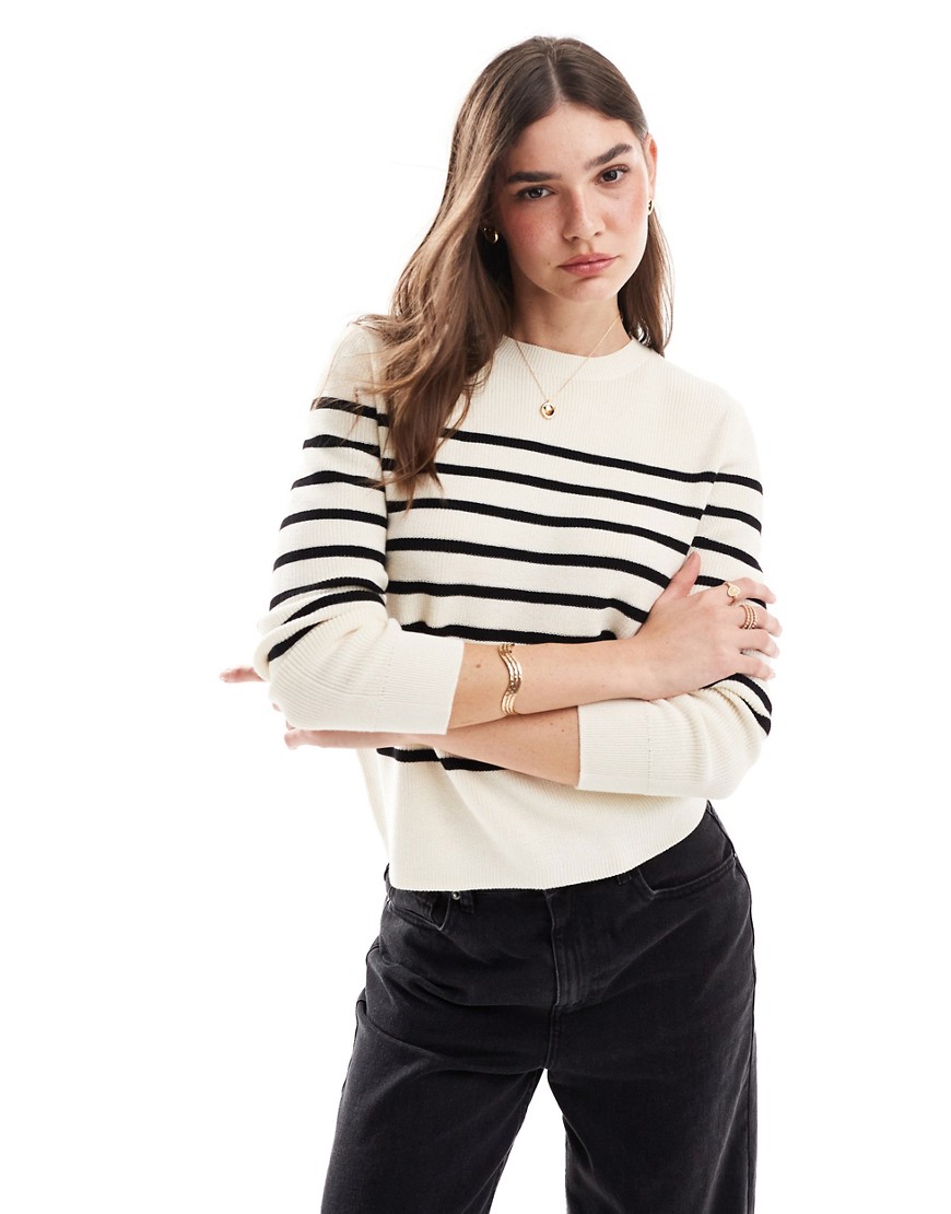 lightweight striped sweater in white