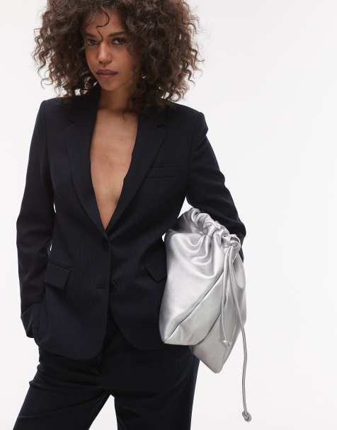 Mango lightweight thin pinstripe blazer co-ord in navy - view 1