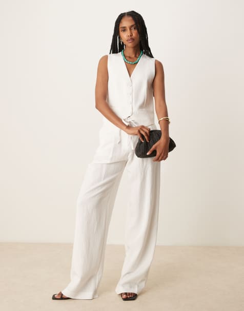 Mango lightweight vest and pants set in white - view 1