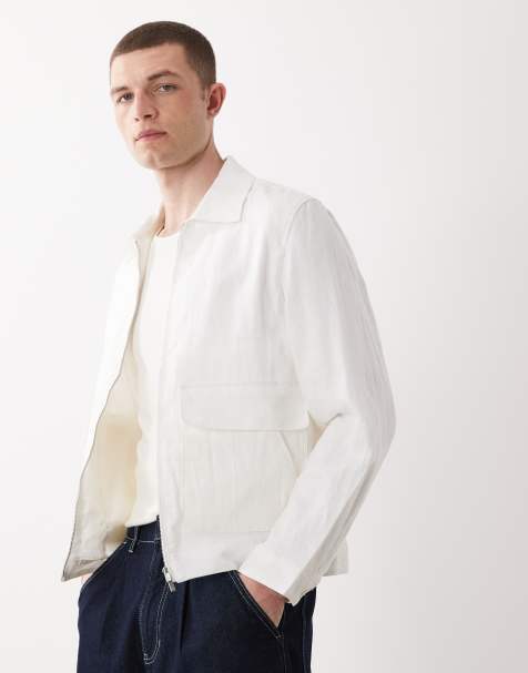 Mango lightweight zip through jacket in white - view 1
