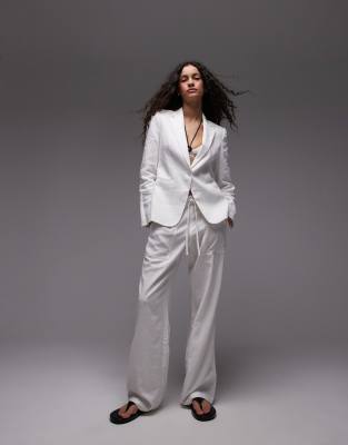 Shop Mango Linen Blazer In White