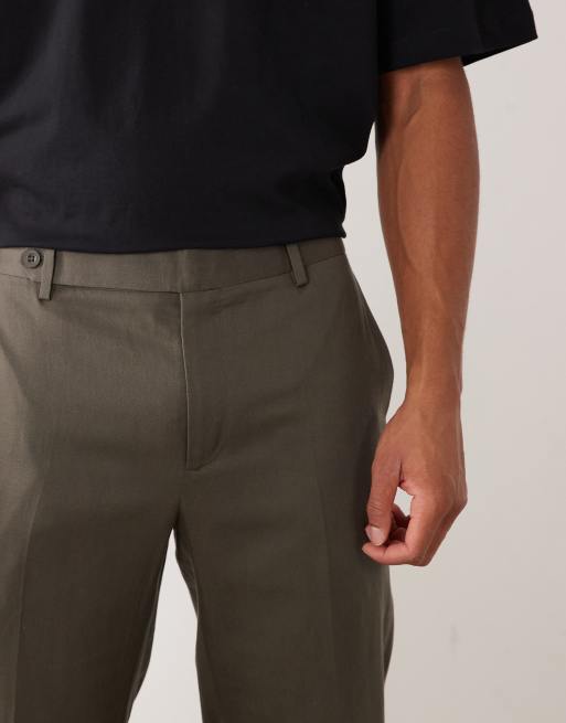 Mango linen  blend tailored trouser in mid brown, 2 of 5