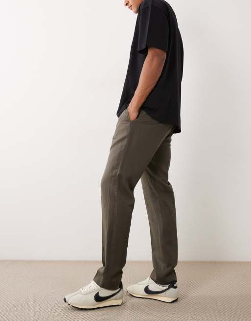 Mango linen  blend tailored trouser in mid brown, 3 of 5