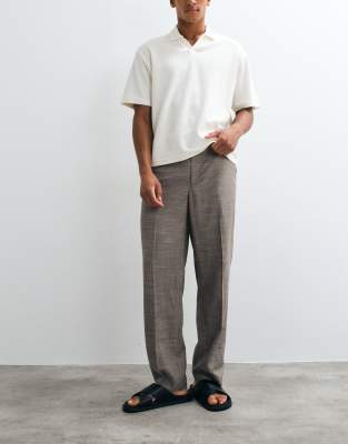 Mango Linen Blend Tapered Pants With Belted Deatail In Multi