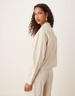 MANGO LINEN BUTTON UP JACKET 